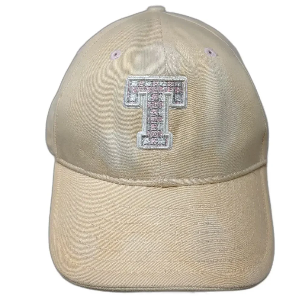New Era Baseball Cap Beige One Size Slideback Plaid T Logo Pink Accents Hat